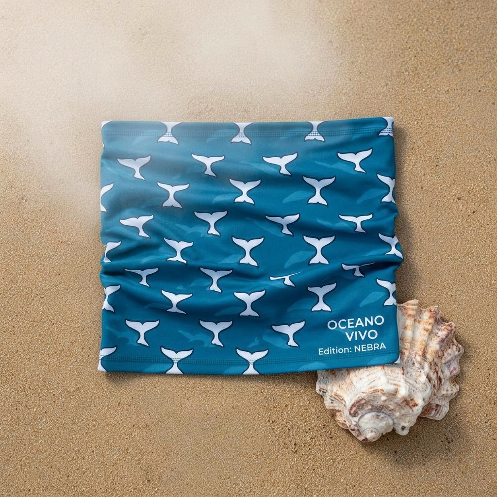 Orca Buff UV+ edición Nebra en tono Teal Pacífico, marca OCEANO VIVO